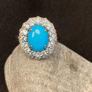 Blue and White Sparkly Ring
